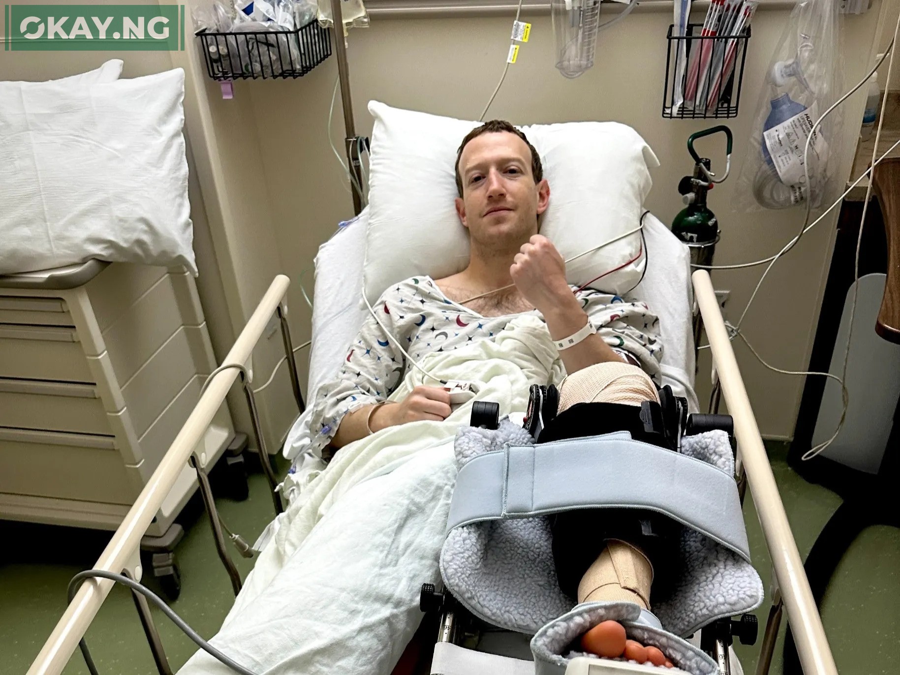 Mark Zuckerberg after surgery