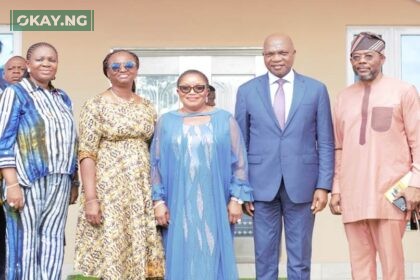 From right: Former General Manager, Sustainable Development & Community Relations, The Shell Petroleum Development Company of Nigeria (SPDC), Mr. Nedo Osayande; Country Chair, Shell Companies in Nigeria, & Managing Director, SPDC, Mr. Osagie Okunbor; Vice Chancellor, University of Benin, Professor Lilian Salami; Managing Director, Shell Nigeria Exploration & Production Company Limited (SNEPCo), Mrs. Elohor Aiboni; and Special Adviser on Strategy, Policy, Projects and Performance Management to The Governor of Edo State, Mrs. Sarah Esangbedo Ajose-Adeogun…at the ceremony to handover a new building built by SPDC for the Centre of Excellence in Geosciences & Petroleum Engineering at the University of Benin recently