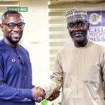 L-R: Vice President, Africa, Middle-East and Turkey, Meta (formerly Facebook), Kojo Boakye and Executive Vice Chairman/Chief Executive Officer, Nigerian Communications Commission (NCC), Dr. Aminu Maida, during a visit by Meta’s delegation to the Commission in Abuja recently.