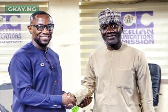 L-R: Vice President, Africa, Middle-East and Turkey, Meta (formerly Facebook), Kojo Boakye and Executive Vice Chairman/Chief Executive Officer, Nigerian Communications Commission (NCC), Dr. Aminu Maida, during a visit by Meta’s delegation to the Commission in Abuja recently.