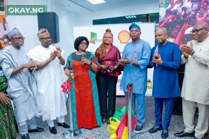 L-R: Director of Operations, Federal Airports Authority (FAAN), Capt. Muktar Muye; Minister of interior, Dr. Olubunmi Tunji-Ojo; Manager, External Affairs , NNPC Upstream Investment Management Services (NUIMS), Mrs. Julie Utang; Managing Director, Shell Nigeria Exploration and Production Company Limited (SNEPCo) Elohor Aiboni; Commissioner for Special Duties and Inter-governmental Relations, Olugbenga Oyerinde; Shell’s Vice President Human Resources, Olukayode Ogunleye; Shell’s Corporate Relations Manager, Evans Krukrubo... at the inauguration of the remodelled Arrival Hall “E” Murtala Mohammed International Airport on Friday.
