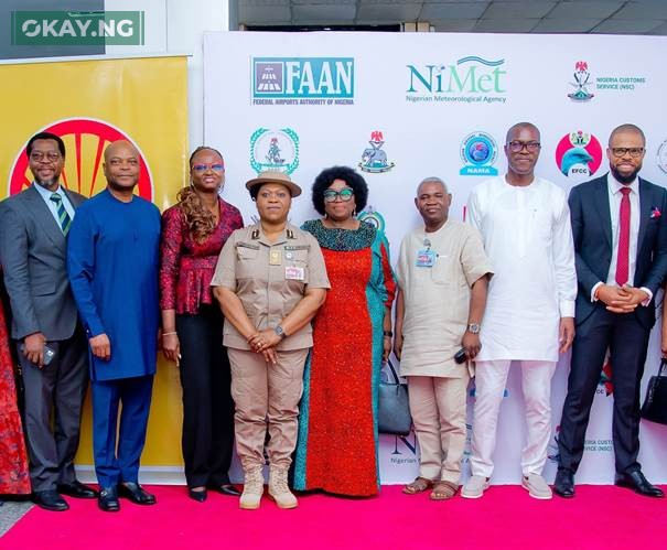 L-R; Finance Manager, Shell Nigeria Exploration and Production Company Limited (SNEPCo) Tunde Oduwole, Shell’s Vice President Human Resources, Olukayode Ogunleye; Managing Director, Shell Nigeria Exploration and Production Company Limited (SNEPCo); Elohor Aiboni; Comptroller, Nigeria Immigration Service, Muritala Muhammed International Airport Command, Adeola Adesokan ; Manager, External Affairs , NNPC Upstream Investment Management Services (NUIMS) Julie Utang; Regional General Manager, South West, Federal Airports Authority of Nigeria, Sunday Ayodele; Shell’s Director , Head Corporate Relations, Igo Weli; Managing Director, The Offshore Lab, Emeka Obiwulu… at the inauguration of the remodelled Arrival Hall “E” Murtala Mohammed International Airport, on Friday.