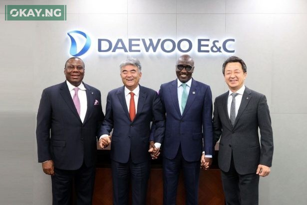 Chief Joseph Penawou- Country Chairman, Daewoo E&C Nigeria, Mr. Wonju Jung- Group Chairman Daewoo E&C, GCEO NNPC Ltd., Mr. Mele Kyari and Mr. Jungwan Baek- CEO & President Daewoo E&C