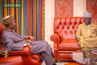 President Bola Tinubu and Former Head of State, Yakubu Gowon, at the State House