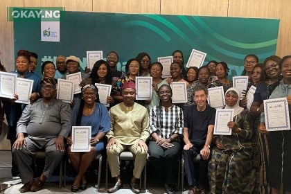 Participants of the #NLNGChangeYourStory Workshop – Gender Active with Andy Odeh (3rd from Left), NLNG’s GM, External Relations and Sustainable Development (centre) and facilitators from The Journalism Clinic at the close of the NLNG-sponsored workshop in Lagos…recently.