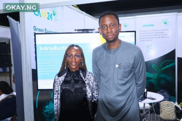 Alice Eze, Chief Operating Officer of Climate Action Africa and Olatubosun Alake and Commissioner, Innovation, Science and Technology, Lagos State at the Omniverse Summit 2024 that held in Lagos, Nigeria.