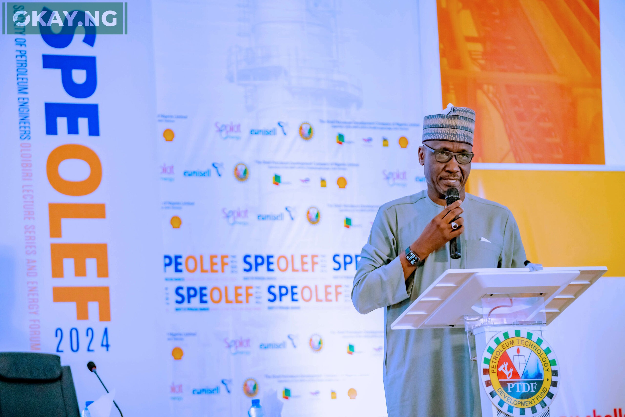 Group CEO, NNPC Ltd., Mr. Mele Kyari delivers a Keynote Address on Industry Operations with the theme, "Stability in the Energy Sector: Integrated Strategies for Infrastructure, Transportation and Security," during the 2024 edition of Society of Petroleum Engineers Oloibiri Lecture Series and Energy Forum (SPE OLEF) held in Abuja, on Thursday.
