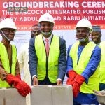 L-R: Prof Ademola S. Tayo, Vice Chancellor, Babcock University; Nakama Keri, Multilateral Coordination Specialist, ASR Africa (representing the MD/CEO, ASR Africa); Pastor (Prof.) Robert Osei-Bonsu, Chancellor, and Pastor (Dr.) Istifanus Ishaya, Pro-Chancellor, both of Babcock University performing the groundbreaking of the Babcock Integrated Publishing House donated by ASR Africa.