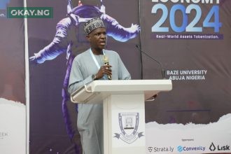 DG NITDA Kashif Inuwa represented by the Director, e-Government and Digital Economy Development Department, Engr Salisu Kaka, delivering the keynote address at the Tokenized Economy 2024, Real-World Assets Tokenization conference