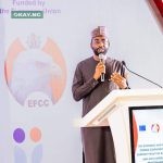 DG NITDA, Kashifu Inuwa CCIE, delivering a paper on "Alternative to Cybercrime" during the EFCC National Cybercrime Summit 2024 held at the Banquet Hall of the Presidential Villa