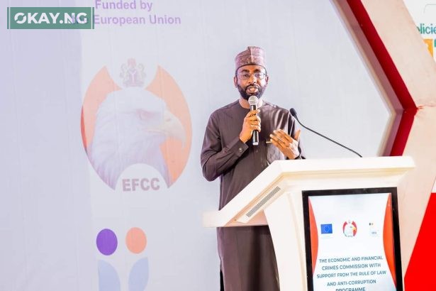DG NITDA, Kashifu Inuwa CCIE, delivering a paper on "Alternative to Cybercrime" during the EFCC National Cybercrime Summit 2024 held at the Banquet Hall of the Presidential Villa