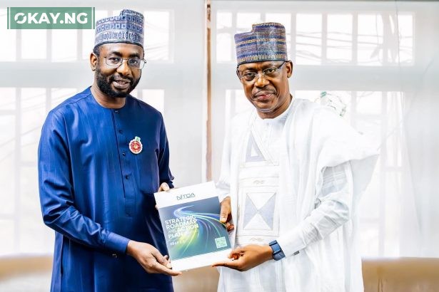 The Director General, Kashifu Inuwa, and management team of National Information Technology Development Agency on a visit to the Executive Secretary of the National University Commission, Chris J Maiyaki, to seek collaboration on digital literacy.