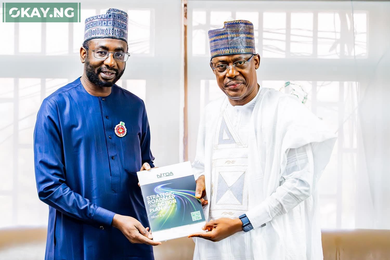 The Director General, Kashifu Inuwa, and management team of National Information Technology Development Agency on a visit to the Executive Secretary of the National University Commission, Chris J Maiyaki, to seek collaboration on digital literacy.