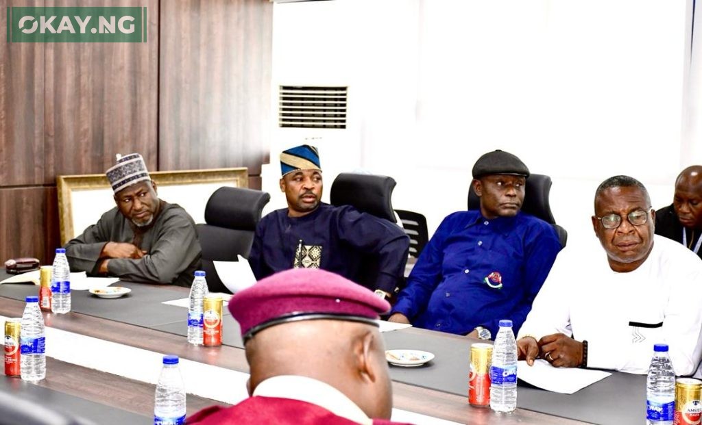 L-R: Deputy National President, Road Transport Employers Association of Nigeria, Alh. Mohammad Abubakar Bishara, National President, National Union of Road Transport Workers, Mr. Musiliu Akinsanya, member, National Union of Transport Workers, Adegbola Agbeyangi and Pickup Truck Non Drivers Association, Elder Chukwu Ogbonna