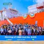 Dignitaries at the naming ceremony of the 40,000 cubic metres (CBM) WAGL Energy Limited’s Liquiefied Petroleum Gas (LPG) vessel in Ulsan, South Korea, on Monday.