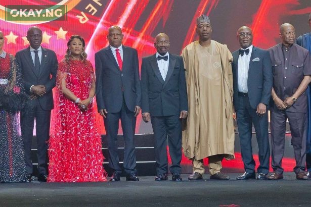 L-R: Representative of the Nigerian First Lady and Secretary to the Lagos State Government, Barr. Bimbola Salu-Hundeyin; Chief of Staff to Ekiti State Governor, Mr. Adeniyi Adebayo; Group Managing Director/CEO, Zenith Bank Plc, Dame Dr. Adaora Umeoji, OON; Governor of Lagos State, Mr. Babajide Sanwo-Olu; Wife of the Founder & Chairman of Zenith Bank Plc, Mrs. Kay Ovia; Vice President, Federal Republic of Nigeria, Senator Kashim Shettima, GCON; Founder & Chairman, Zenith Bank Plc, Jim Ovia, CFR; Governor of Borno State, Prof. Babagana Zulum; Governor of Ondo State, Mr. Lucky Aiyedatiwa; Deputy Governor of Osun State, Prince Kola Adewusi; Chairman of Access Holding Plc, Mr. Aigboje Aig-Imoukhuede, CFR; Minister of Industry, Trade & Investment, Dr. Jumoke Oduwole; and the Publisher of Thisday Newspaper, Prince Nduka Obaigbena at the Zenith Bank 35th Anniversary and Chairman’s Dinner held at Eko Hotel & Suites, Victoria Island, Lagos, at the weekend.