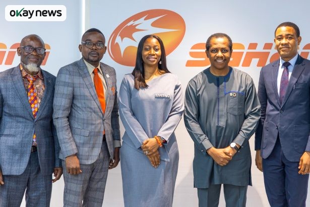 Dean, Faculty of Management Sciences, University of Lagos, Professor Abdul-Hameed Sulaimon, Director, Entrepreneurship and Skills Development Centre, University of Lagos, Professor Sunday Abayomi Adebisi, Group Head, Human Resources, Sahara Group, Emilomo Arorote, Group Head, Corporate Communications, Sahara Group, Bethel Obioma, and Associate Professor of Computer Science, University of Lagos at the reception of the Sahara Group Making A Difference (MAD) Grant awardees at the energy conglomerate’s office in Lagos, Nigeria