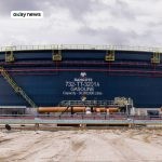 A gasoline storage tank at the Dangote Industries Ltd. oil refinery