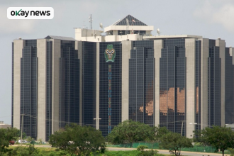 The headquarters of the Nigerian central bank in Abuja, Nigeria,.