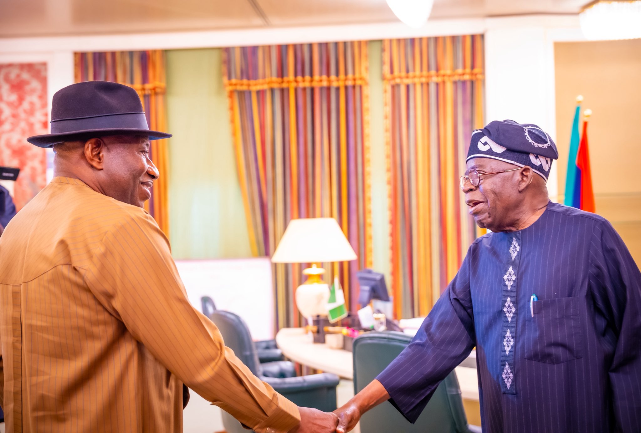 Nigeria’s Tinubu Hosts Former President Goodluck Jonathan at the State House