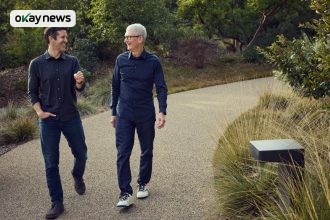 Tim Cook and John Ternus at Apple Park.