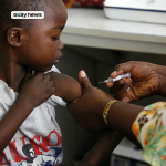 A boy receiving vaccination