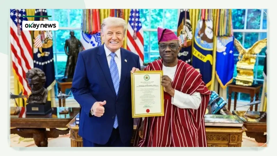 Nigerian Ambassador Kayode Are Presents Credentials to Trump