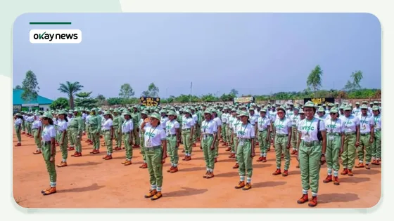 NYSC 2026 Batch A corps members standing on an orientation camp parade ground