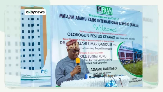 Festus Keyamo speaks at the commissioning of the remodelled Kano airport domestic terminal