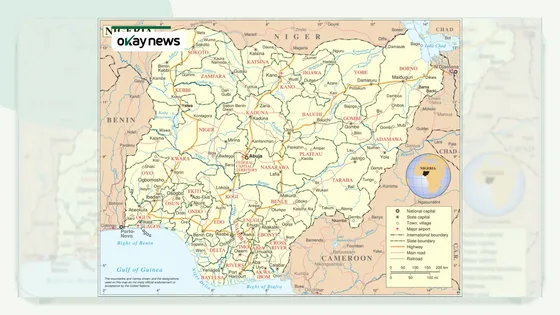 Political map showing Nigeria’s 36 states and capitals