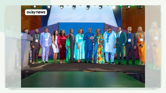 NLNG leadership and company delegates pose with the Operational Excellence Award plaque presented to the company at the 2026 NOG Energy Week Energy Awards.