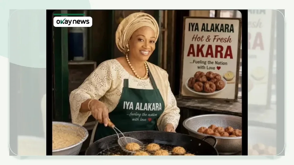 Tinubu Media Centre Posts AI Image of First Lady Selling Akara