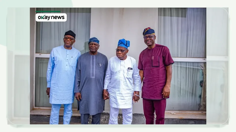 Makinde, Oyinlola, Fayemi Visit Obasanjo in Abeokuta